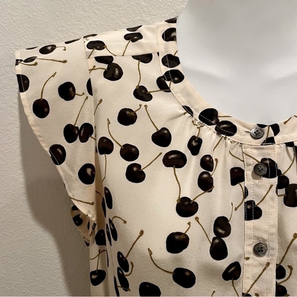 J. Crew silk flutter sleeve popover top in black cherry print, size 2 - Picture 11 of 13